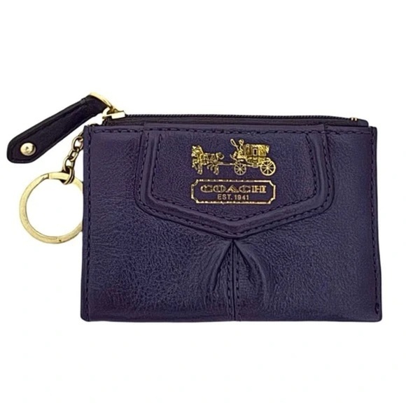 Coach Handbags - COACH • Brilliant Purple Card Case Key Holder Keychain Cash